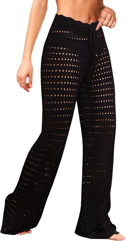 Navneet Women Swimsuit Cover Up Pants Crochet Knit Beach Swim Coverup Pants Bathing Suit in Saudi Arabia