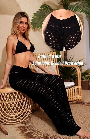 Navneet Women Swimsuit Cover Up Pants Crochet Knit Beach Swim Coverup Pants Bathing Suit in Saudi Arabia