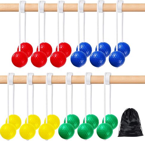Lenwen 12 Pack Ladder Ball Ladder Toss Outdoor Game Ladder Toss Balls Replacement Bolas with Storage Bag for Toss Match Yard Lawn Golf Game, 4 Colors (Red, Blue, Black, White) in Saudi Arabia