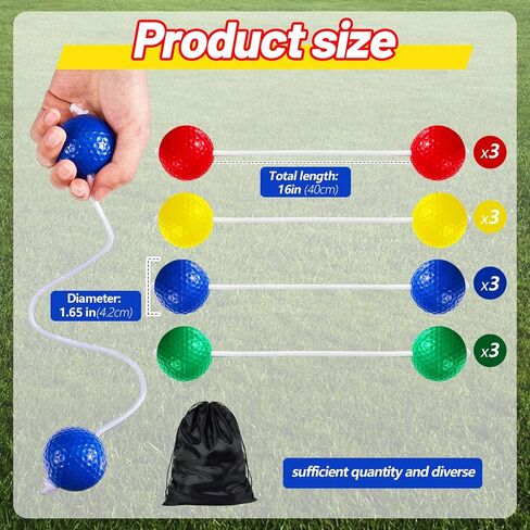 Lenwen 12 Pack Ladder Ball Ladder Toss Outdoor Game Ladder Toss Balls Replacement Bolas with Storage Bag for Toss Match Yard Lawn Golf Game, 4 Colors (Red, Blue, Black, White) in Saudi Arabia