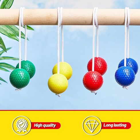 Lenwen 12 Pack Ladder Ball Ladder Toss Outdoor Game Ladder Toss Balls Replacement Bolas with Storage Bag for Toss Match Yard Lawn Golf Game, 4 Colors (Red, Blue, Black, White) in Saudi Arabia