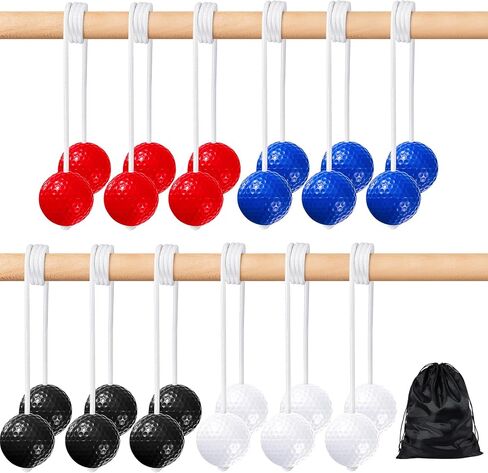Lenwen 12 Pack Ladder Ball Ladder Toss Outdoor Game Ladder Toss Balls Replacement Bolas with Storage Bag for Toss Match Yard Lawn Golf Game, 4 Colors (Red, Blue, Black, White) in Saudi Arabia