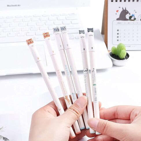 أقلام هلام الحبر الأسود من CATPOWER، 6 عبوات من الأقلام اللطيفة اليابانية Kawaii Cat Gel Pens، نقطة دقيقة للغاية 0.38 مم مجموعة أقلام ذات طرف رفيع أقلام كرة دوارة للوازم المكتبية المدرسية الثابتة، كتب قصاصات فنية رائعة in Saudi Arabia