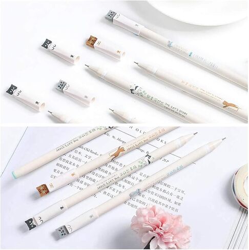 أقلام هلام الحبر الأسود من CATPOWER، 6 عبوات من الأقلام اللطيفة اليابانية Kawaii Cat Gel Pens، نقطة دقيقة للغاية 0.38 مم مجموعة أقلام ذات طرف رفيع أقلام كرة دوارة للوازم المكتبية المدرسية الثابتة، كتب قصاصات فنية رائعة in Saudi Arabia