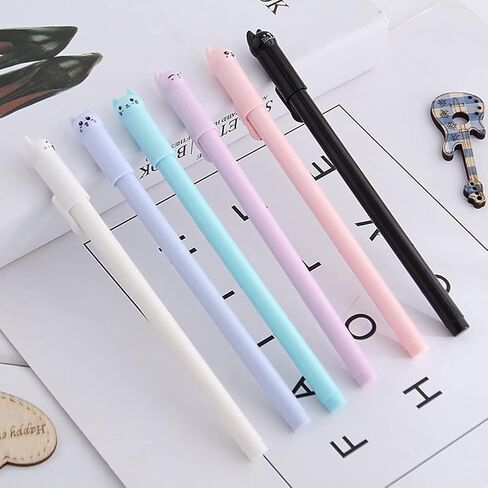 أقلام هلام الحبر الأسود من CATPOWER، 6 عبوات من الأقلام اللطيفة اليابانية Kawaii Cat Gel Pens، نقطة دقيقة للغاية 0.38 مم مجموعة أقلام ذات طرف رفيع أقلام كرة دوارة للوازم المكتبية المدرسية الثابتة، كتب قصاصات فنية رائعة in Kuwait