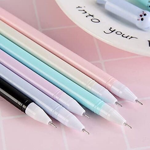 أقلام هلام الحبر الأسود من CATPOWER، 6 عبوات من الأقلام اللطيفة اليابانية Kawaii Cat Gel Pens، نقطة دقيقة للغاية 0.38 مم مجموعة أقلام ذات طرف رفيع أقلام كرة دوارة للوازم المكتبية المدرسية الثابتة، كتب قصاصات فنية رائعة in Kuwait