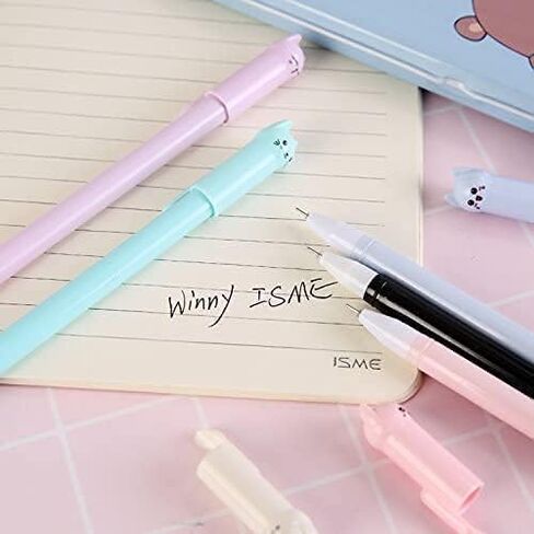 أقلام هلام الحبر الأسود من CATPOWER، 6 عبوات من الأقلام اللطيفة اليابانية Kawaii Cat Gel Pens، نقطة دقيقة للغاية 0.38 مم مجموعة أقلام ذات طرف رفيع أقلام كرة دوارة للوازم المكتبية المدرسية الثابتة، كتب قصاصات فنية رائعة in Kuwait
