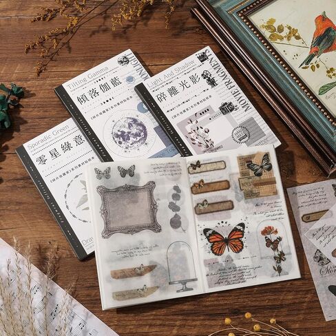 Vintage Style Stickers with 410 Stickers and 20 Sheets of Material Paper for Junk Journal and Scrapbook Supplies in Saudi Arabia