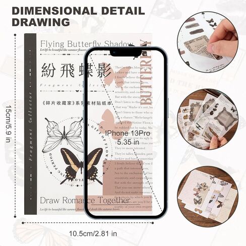Vintage Style Stickers with 410 Stickers and 20 Sheets of Material Paper for Junk Journal and Scrapbook Supplies in Saudi Arabia