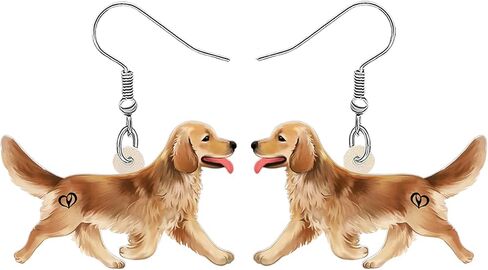Acrylic Cute Golden Retriever Dangle Earrings Jewelry Pets Puppy Dog Gifts for Women Girls Charms Accessories in Saudi Arabia