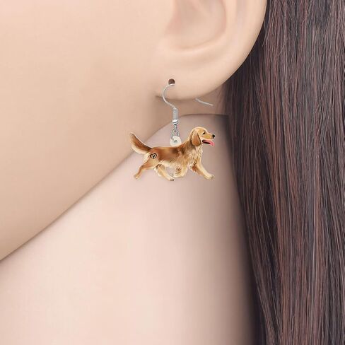 Acrylic Cute Golden Retriever Dangle Earrings Jewelry Pets Puppy Dog Gifts for Women Girls Charms Accessories in Saudi Arabia