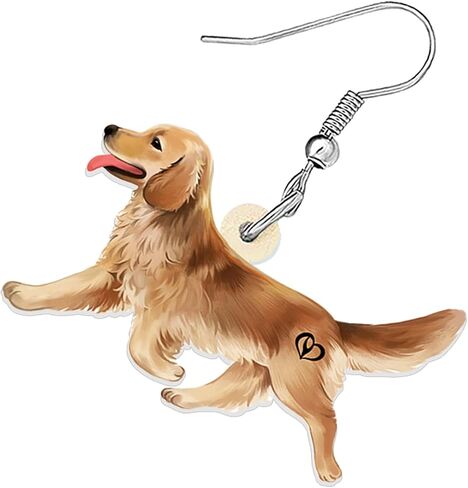 Acrylic Cute Golden Retriever Dangle Earrings Jewelry Pets Puppy Dog Gifts for Women Girls Charms Accessories in Saudi Arabia