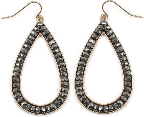 Basic Open Teardrop Faceted Crystal Glass Earrings for Women and Girls Everyday Wearable Fashion. in Saudi Arabia