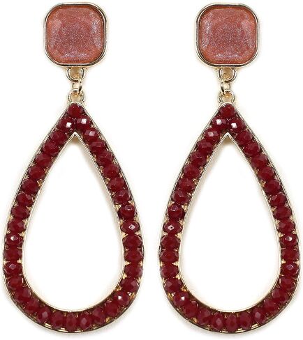 Basic Open Teardrop Faceted Crystal Glass Earrings for Women and Girls Everyday Wearable Fashion. in Saudi Arabia
