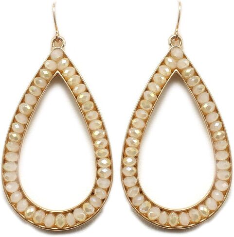Basic Open Teardrop Faceted Crystal Glass Earrings for Women and Girls Everyday Wearable Fashion. in Saudi Arabia