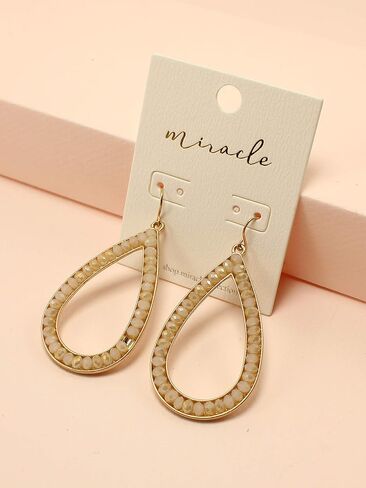 Basic Open Teardrop Faceted Crystal Glass Earrings for Women and Girls Everyday Wearable Fashion. in Saudi Arabia
