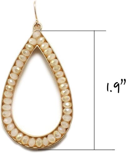Basic Open Teardrop Faceted Crystal Glass Earrings for Women and Girls Everyday Wearable Fashion. in Saudi Arabia