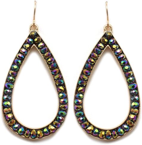 Basic Open Teardrop Faceted Crystal Glass Earrings for Women and Girls Everyday Wearable Fashion. in Saudi Arabia