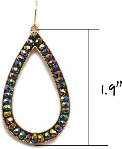 Basic Open Teardrop Faceted Crystal Glass Earrings for Women and Girls Everyday Wearable Fashion. in Saudi Arabia
