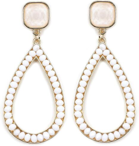 Basic Open Teardrop Faceted Crystal Glass Earrings for Women and Girls Everyday Wearable Fashion. in Saudi Arabia