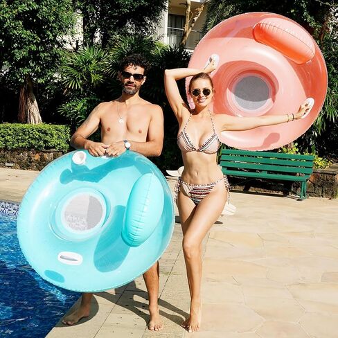 PARENTSWELL Inflatable River Tube Pool Floats, 2 Pack Pool Chair Floaties Water Floats with Cup Holder for Adults, Swim Lounger Float Chair with Handles for Pool Lake in Saudi Arabia