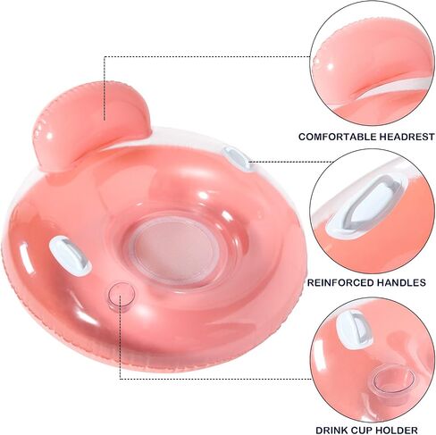 PARENTSWELL Inflatable River Tube Pool Floats, 2 Pack Pool Chair Floaties Water Floats with Cup Holder for Adults, Swim Lounger Float Chair with Handles for Pool Lake in Saudi Arabia