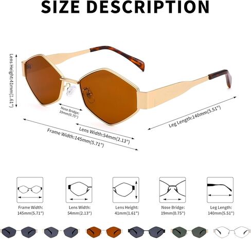 نظارات شمسية من Pro Acme Hexagon للنساء والرجال نظارات شمسية كلاسيكية للحماية من الأشعة فوق البنفسجية 400 in Kuwait