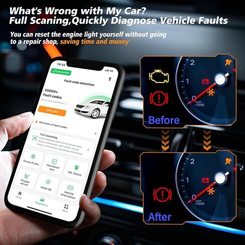 أداة تشخيص الماسح الضوئي ZMOON ZM401 Bluetooth Obd2، قارئ رمز السيارة obdii/eobd مع إعادة الضبط، أداة المسح التشخيصي BT5.4 لجميع السيارات بعد عام 1996 in Kuwait