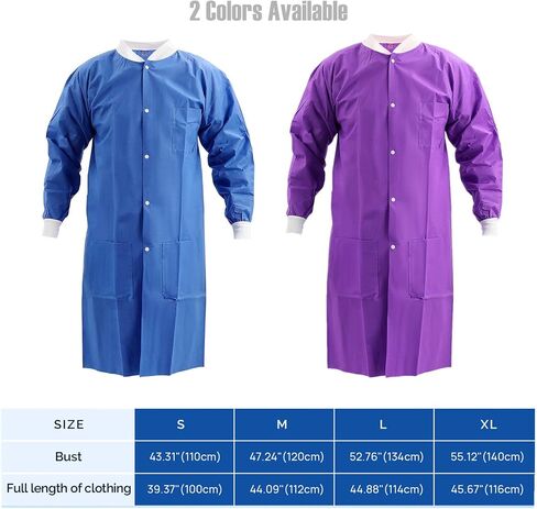 JMU Disposable Lab Coats for Adult, SMS Medical Lab Jacket Knee Length with Knit Cuff & Collar, 3 Pockets in Saudi Arabia