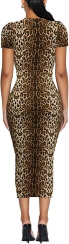 Women's Long Bodycon Dress - Summer Casual Short Sleeve Midi Club Party Fitted Tight Dresses in Saudi Arabia