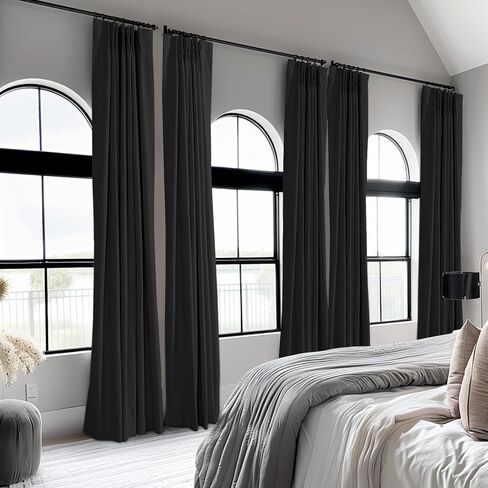 Pinch Pleated Curtains Blackout Linen Blackout Curtains 84 Inch Length 2 Panels Set Blackout Pleated Curtains with Hooks for Bedroom/Living Room,40" W x 84" L 2 Panels,Beige in Kuwait