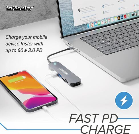 موزع USB C 6 في 1 لجهاز MacBook Pro/Air Ipad HP Dell XPS والمزيد من الأجهزة من النوع C؛ 4 كيه اتش دي ام اي؛ قارئ بطاقات SD وMicroSD 1 × USB 2.0؛ 1 × USB 3.0 و1 × USB-C لتوصيل الطاقة in Saudi Arabia