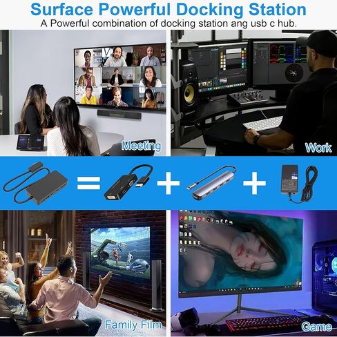 Microsoft Surface Dock, Surface Pro Docking Station, 11 in 1 Triple Display Surface Dock with HDMI 4K +VGA for Surface Pro 9/8/X/7/6/5/4/3, Surface Laptop 5/go/4/3/2/1, Surface Book 3/2,Surface Book in Kuwait