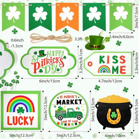 10 Pieces St. Patrick's Day Tiered Tray Decor, Irish Farmhouse Mini Wood Signs Shamrocks Lucky Sign Decorations for St. Patrick's Day Party Decoration in Saudi Arabia