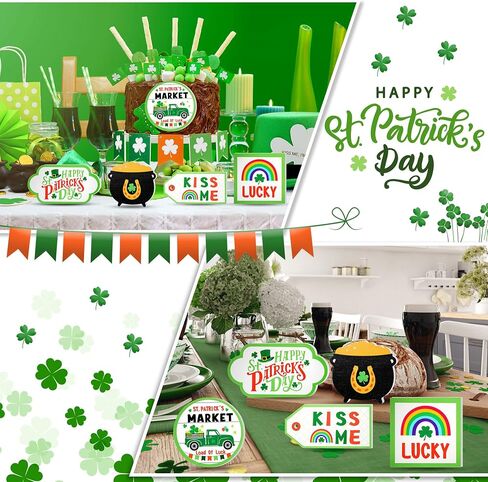 10 Pieces St. Patrick's Day Tiered Tray Decor, Irish Farmhouse Mini Wood Signs Shamrocks Lucky Sign Decorations for St. Patrick's Day Party Decoration in Saudi Arabia