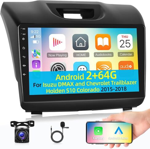 [2+64G] Android Car Radio for Isuzu DMAX and Chevrolet Trailblazer Holden S10 Colorado 2015-2018 - Wireless Carplay and Android Auto - 9 Inch Touchscreen Car Stereo with WiFi/GPS + AHD Backup Camera in Saudi Arabia