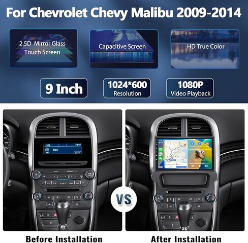 UNITOPSCI 2G+64G Android Car Stereo for Chevrolet Chevy Malibu 2009-2014 Wireless Apple CarPlay Android Auto Mirror Link 9" Bluetooth HD Touchscreen GPS FM/RDS WiFi USB SWC + AHD Backup Camera in Saudi Arabia