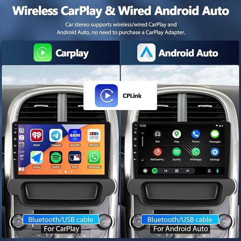 UNITOPSCI 2G+64G Android Car Stereo for Chevrolet Chevy Malibu 2009-2014 Wireless Apple CarPlay Android Auto Mirror Link 9" Bluetooth HD Touchscreen GPS FM/RDS WiFi USB SWC + AHD Backup Camera in Saudi Arabia
