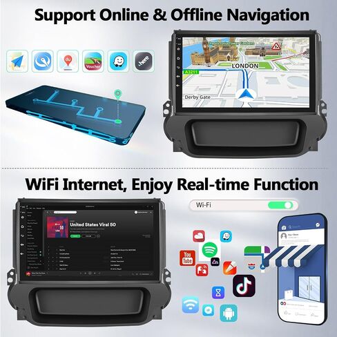 UNITOPSCI 2G+64G Android Car Stereo for Chevrolet Chevy Malibu 2009-2014 Wireless Apple CarPlay Android Auto Mirror Link 9" Bluetooth HD Touchscreen GPS FM/RDS WiFi USB SWC + AHD Backup Camera in Saudi Arabia