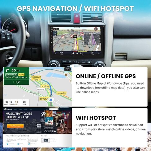 Android Car Stereo for Honda CRV 2007-2011 with GPS Navigation, 9 Inch Touch Screen Bluetooth Car Radio Support FM WiFi SWC USB Dual Mic Mirror Link for Android/iOS+12 LEDs Backup Camera in Saudi Arabia