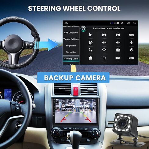 Android Car Stereo for Honda CRV 2007-2011 with GPS Navigation, 9 Inch Touch Screen Bluetooth Car Radio Support FM WiFi SWC USB Dual Mic Mirror Link for Android/iOS+12 LEDs Backup Camera in Saudi Arabia