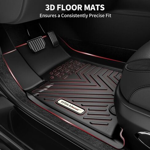 YITAMOTOR Floor Mats & Cargo Liner Fit for Toyota Sienna 2021-2024 (Only for 7 Seat Without Spare Tire), TPE All Weather Car Liners 1st, 2nd and 3rd Row and Trunk Without Spare Tire, Black in Saudi Arabia