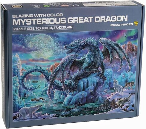 Moruska Puzzles for Adults 2000 Pieces - Giant Ice Dragon Jigsaw Puzzles for Adults Hard and Challenge, Cool Fantasy Adult Puzzles 2000 Pieces in Kuwait