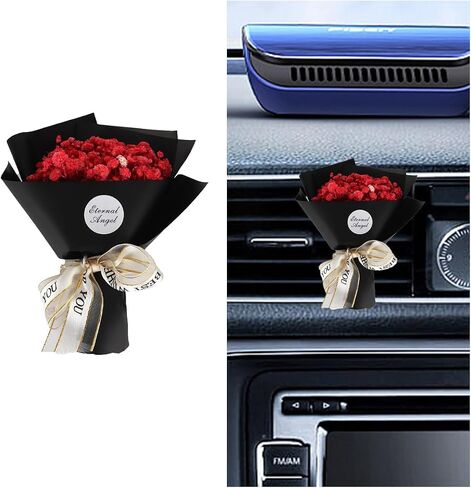 Small Bouquet Car Air Freshener Vent Clips, Mini Dried Flower Bouquet Perfume Clip, Car Essential Oil Diffuser Vent Clip, Car Air Outlet Decoration Interior Accessories (Orange) in Saudi Arabia