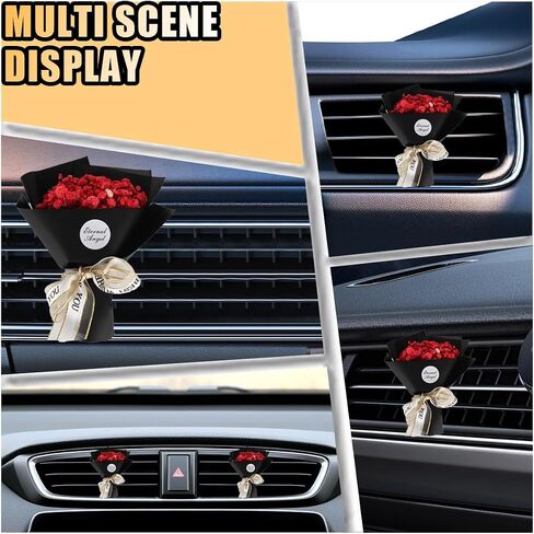 Small Bouquet Car Air Freshener Vent Clips, Mini Dried Flower Bouquet Perfume Clip, Car Essential Oil Diffuser Vent Clip, Car Air Outlet Decoration Interior Accessories (Orange) in Saudi Arabia