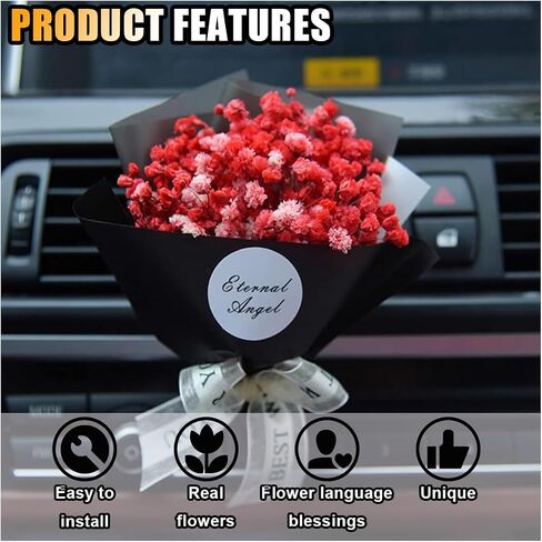 Small Bouquet Car Air Freshener Vent Clips, Mini Dried Flower Bouquet Perfume Clip, Car Essential Oil Diffuser Vent Clip, Car Air Outlet Decoration Interior Accessories (Orange) in Saudi Arabia