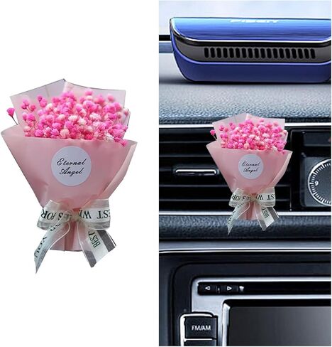 Small Bouquet Car Air Freshener Vent Clips, Mini Dried Flower Bouquet Perfume Clip, Car Essential Oil Diffuser Vent Clip, Car Air Outlet Decoration Interior Accessories (Orange) in Saudi Arabia