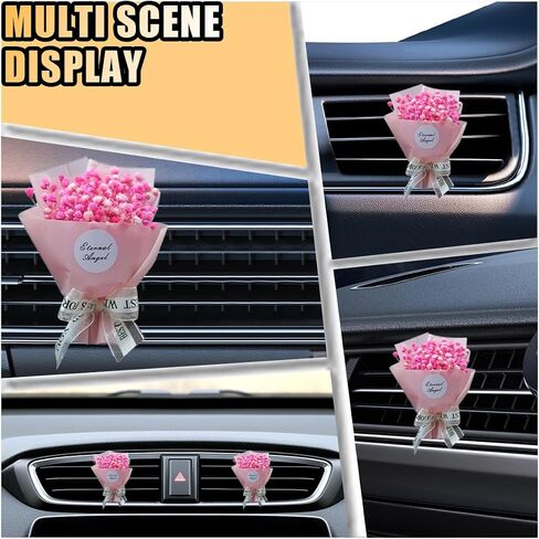 Small Bouquet Car Air Freshener Vent Clips, Mini Dried Flower Bouquet Perfume Clip, Car Essential Oil Diffuser Vent Clip, Car Air Outlet Decoration Interior Accessories (Orange) in Saudi Arabia