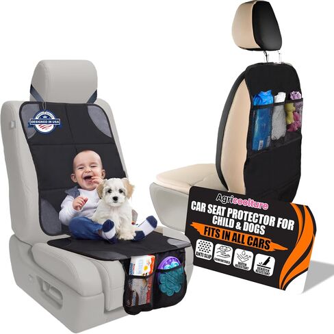Car Seat Protector - Car Seat Cover for Dogs & Kids - Water Resistant, 600D Fabric, Car Kick Mats Back Seat Protector, Non-Slip, Fit for All Cars in Saudi Arabia