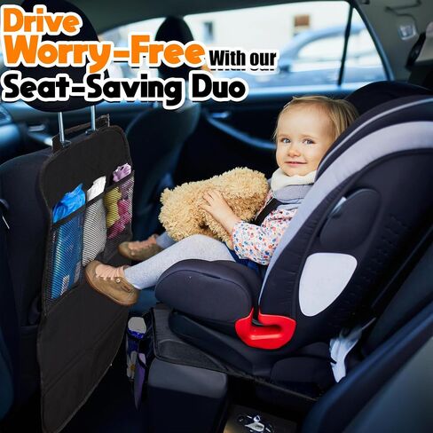 Car Seat Protector - Car Seat Cover for Dogs & Kids - Water Resistant, 600D Fabric, Car Kick Mats Back Seat Protector, Non-Slip, Fit for All Cars in Saudi Arabia